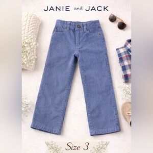 Janie and Jack Blue Corduroy Pants Boys Size 3 Classic Straight Leg Cotton